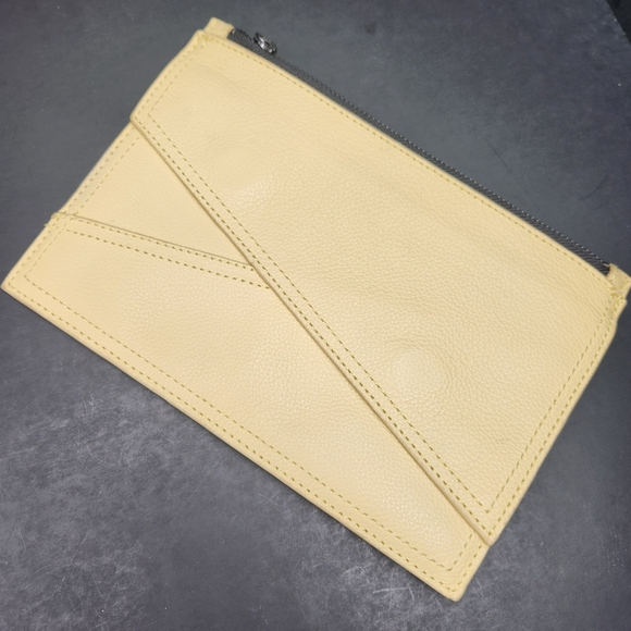 Botkier wristlet buttery yellow leather pebbled mini purse clutch pastel new $80 - Picture 1 of 13